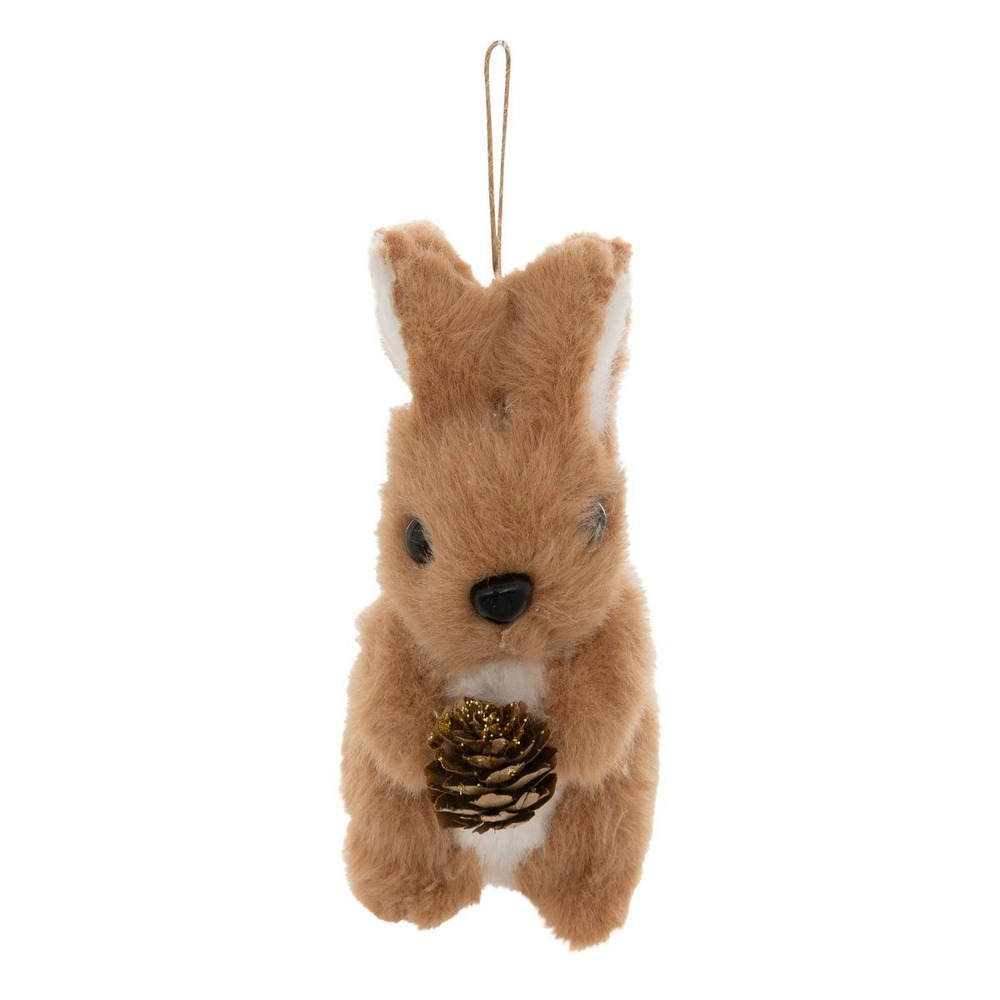 Sujet lapin fourrure pomme de pain polystyrène h.12cm marron