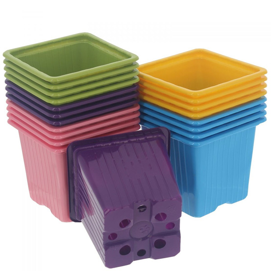 Set de 20 pots de plantation de 8 x 8 cm couleurs assorties