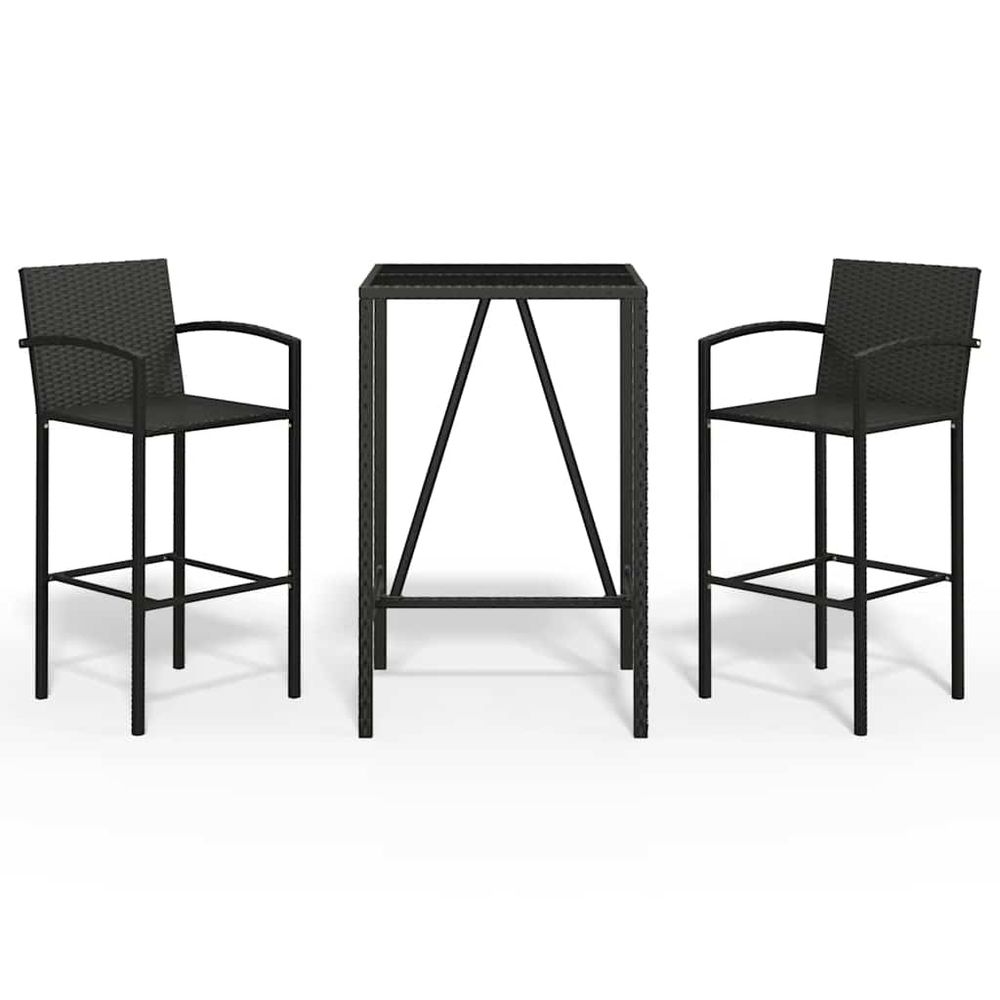 Ensemble de bar de jardin 3 pcs noir résine tressée