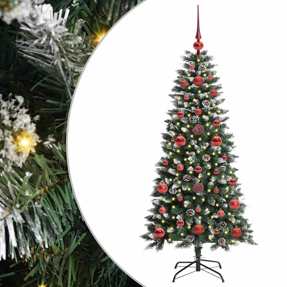 Sapin de noël artificiel vert 120 cm pvc, plastique et acier
