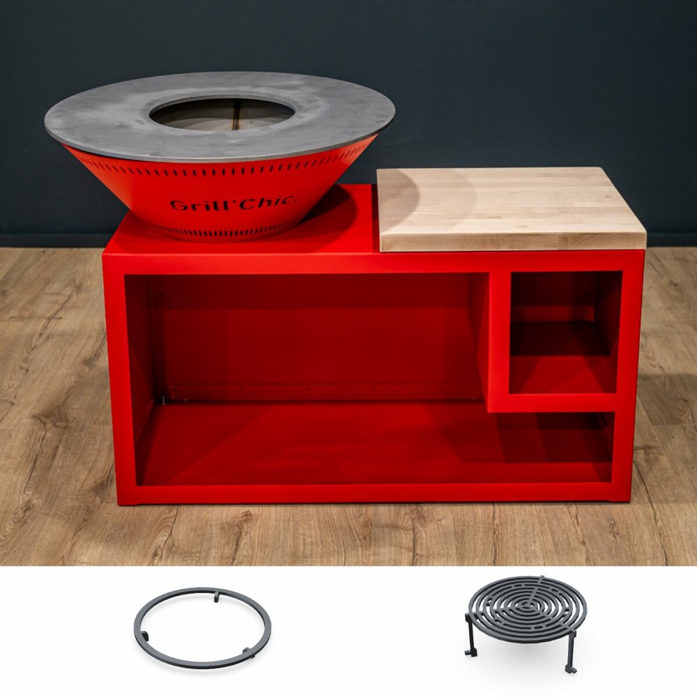 Set brasero découverte - traditionnel double cuve aluminum - 103 cm - anthracite - sobriété et stycontemporain pour votre jardin