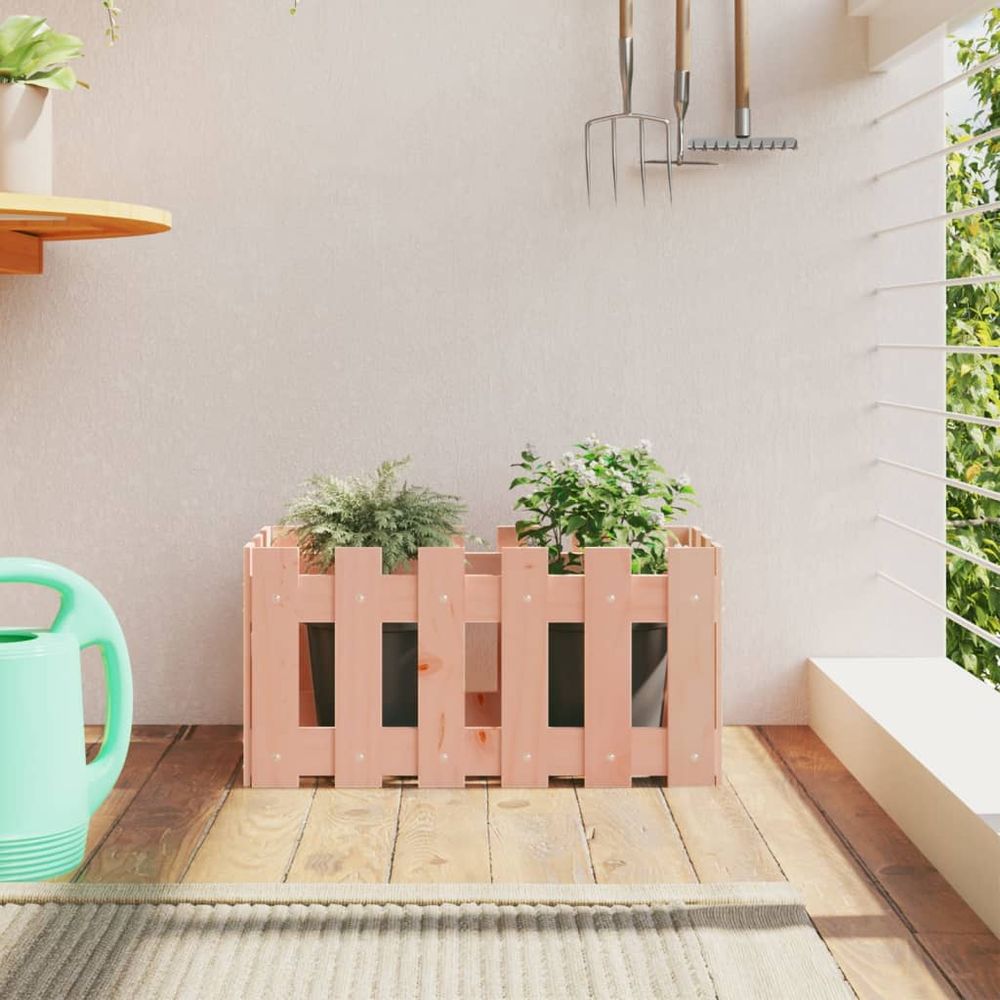 Jardinière en bois de douglas massif design clôture jardin 60x30x30 cm