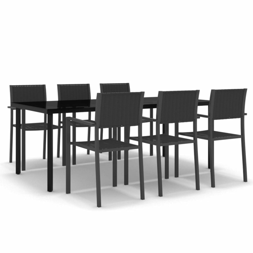Ensemble à manger de jardin 7 pcs noir