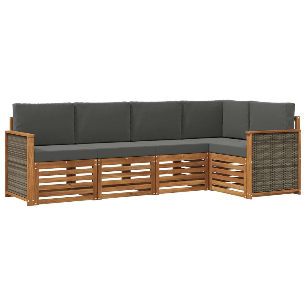 Ensemble de canapés d'extérieur 4 pc naturel et anthracite