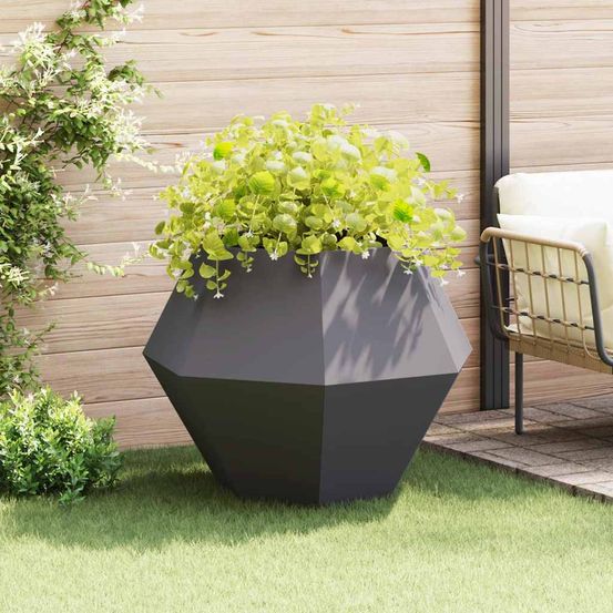 Jardinière carrée acier potager surélevé pour jardin terrasse noir 100x100cm