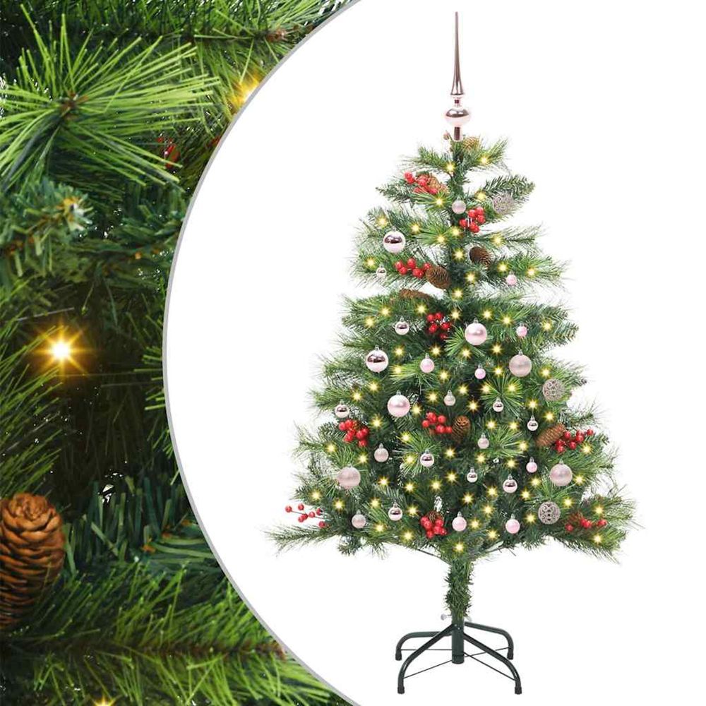 Sapin de noël artificiel 150 led blanc chaud pvc et métal vert