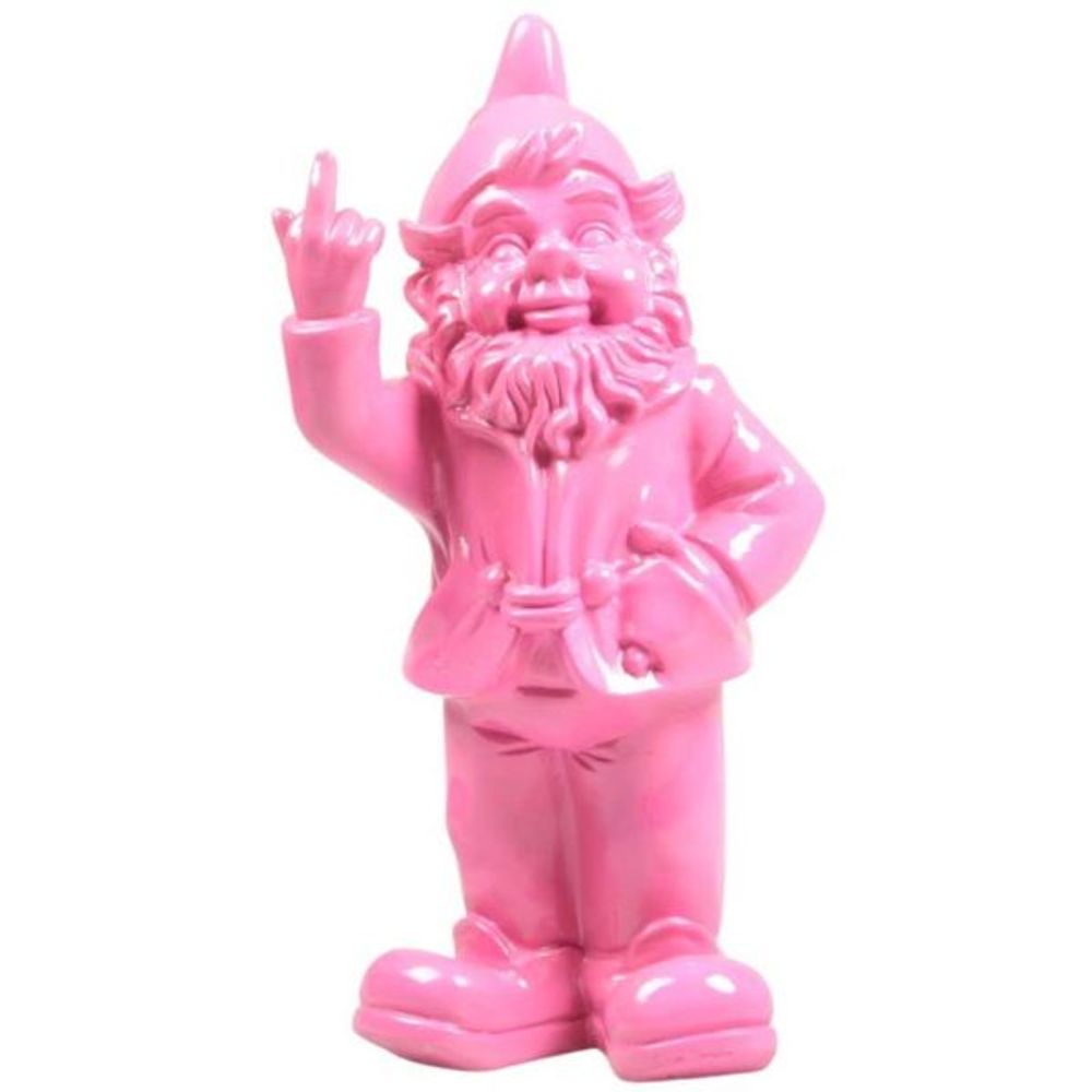 Nain de jardin en résine f*ck 16 x 12 x 32 cm fuschia
