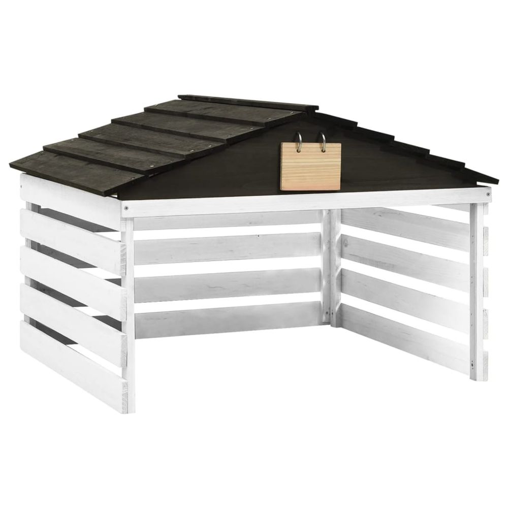Garage de tondeuse à gazon noir et blanc 78x74x54 cm sapin