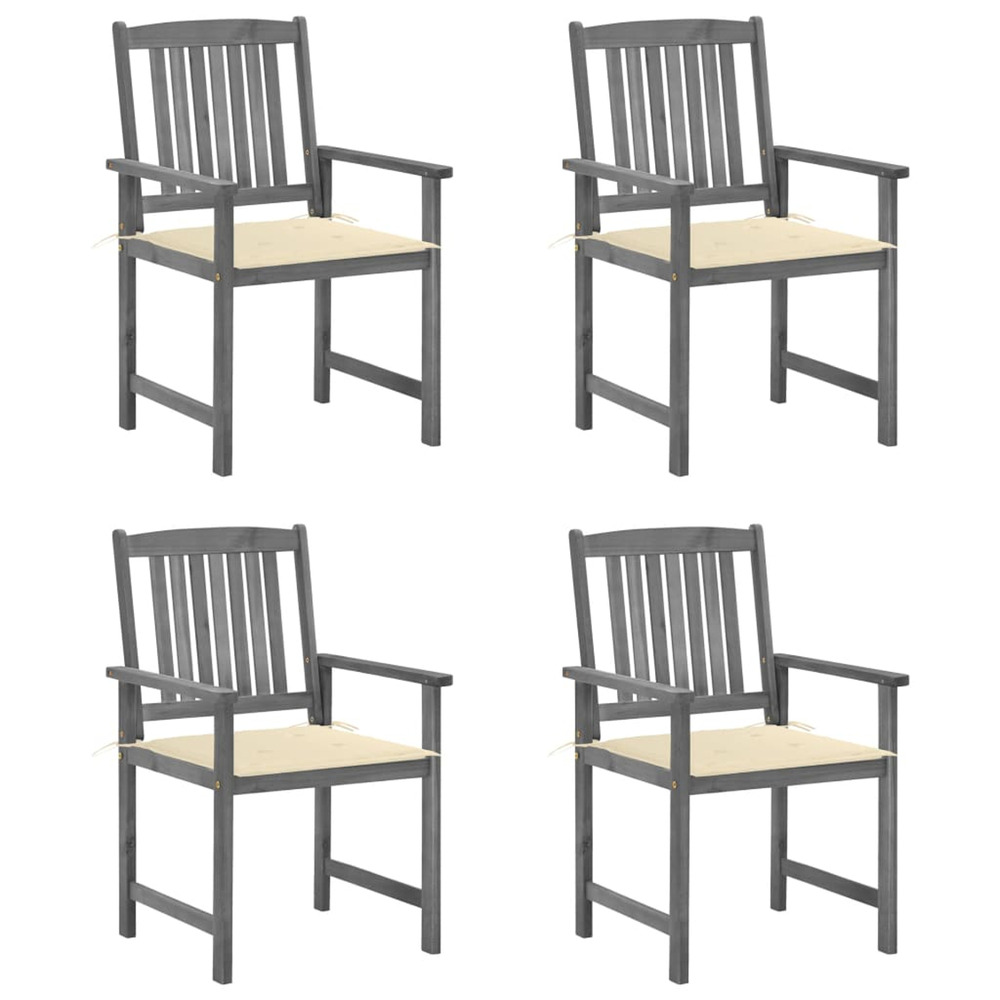 Chaises de jardin et coussins lot de 4 gris bois acacia massif