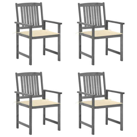 Chaises de jardin et coussins lot de 4 gris bois acacia massif