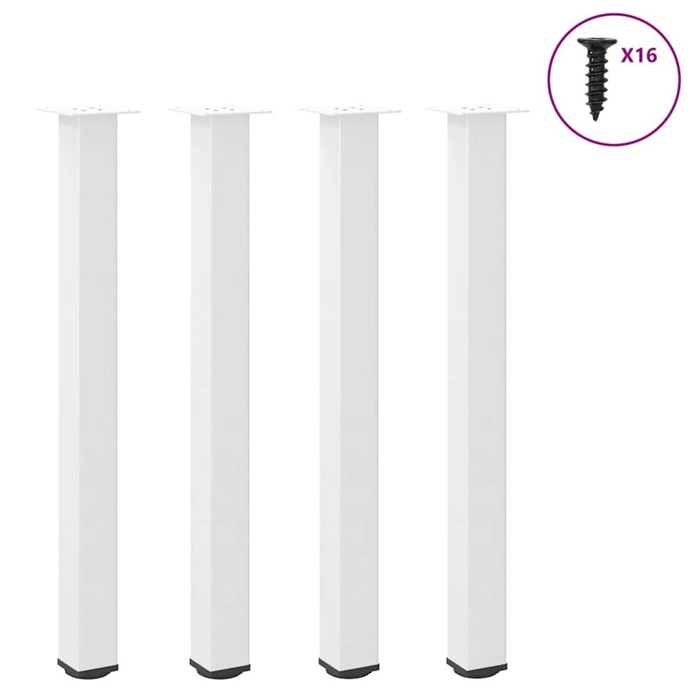 Pieds de table de bar 4 pièces blanc 90-92 cm acier