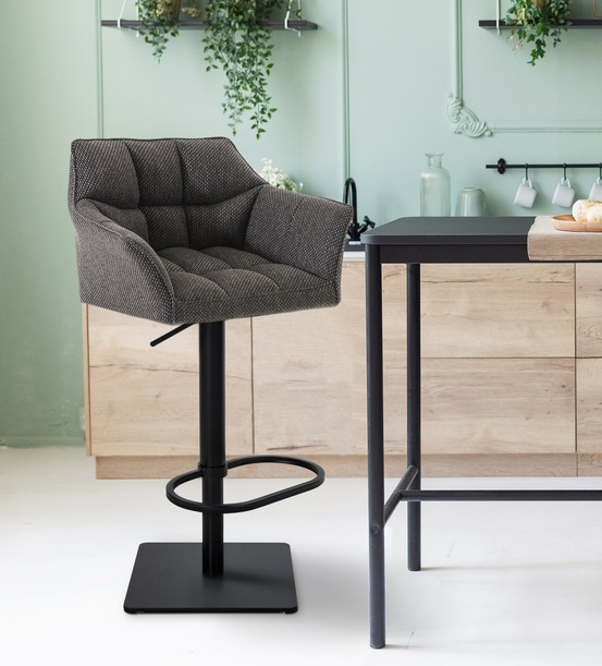 Lot de 2 tabourets de bar damaso tissu noir