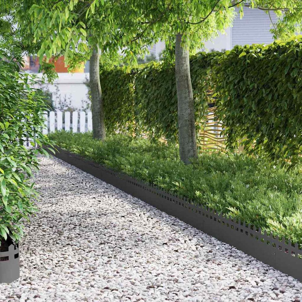 Bordure de pelouse acier jardin aménagement paysager 103x22cm noir 20pcs