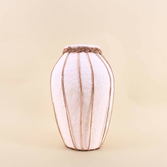 Vase en papier maché déco jute 34cm