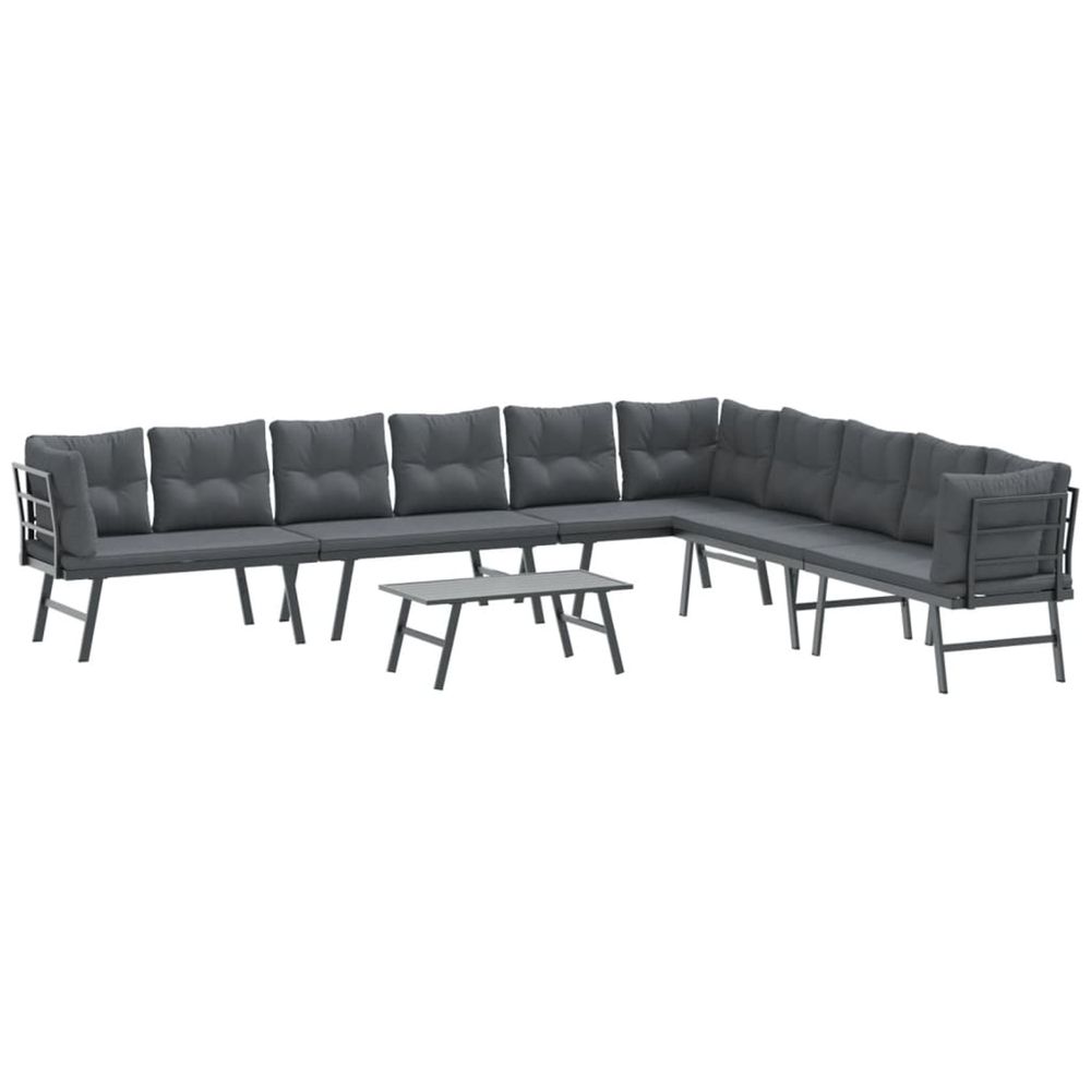 Ensemble de bancs de jardin avec coussins 5 pcs noir