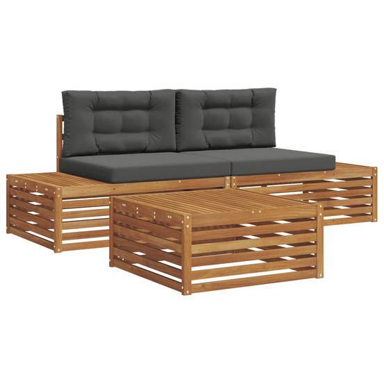 Ensemble de canapés d'extérieur 3 pièce naturel et anthracite