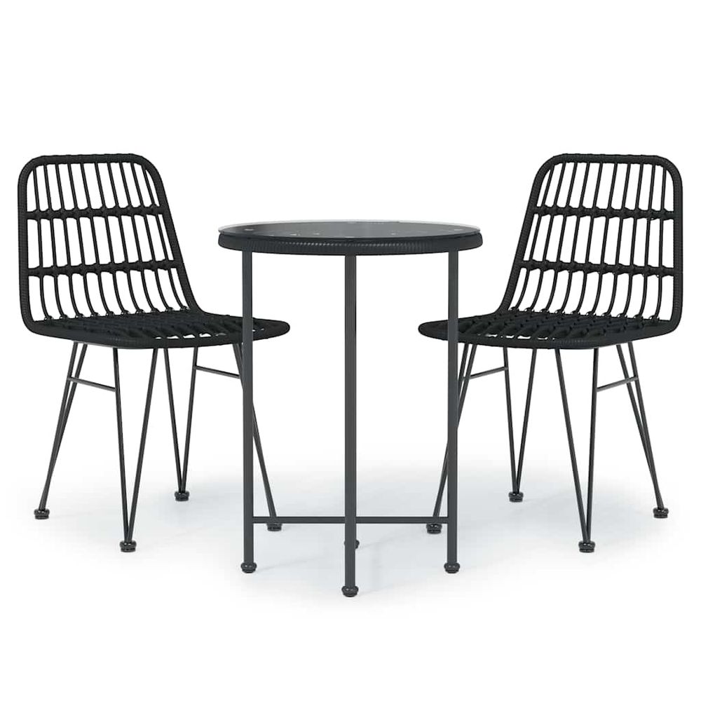 Ensemble à manger de jardin 3 pcs noir résine tressée