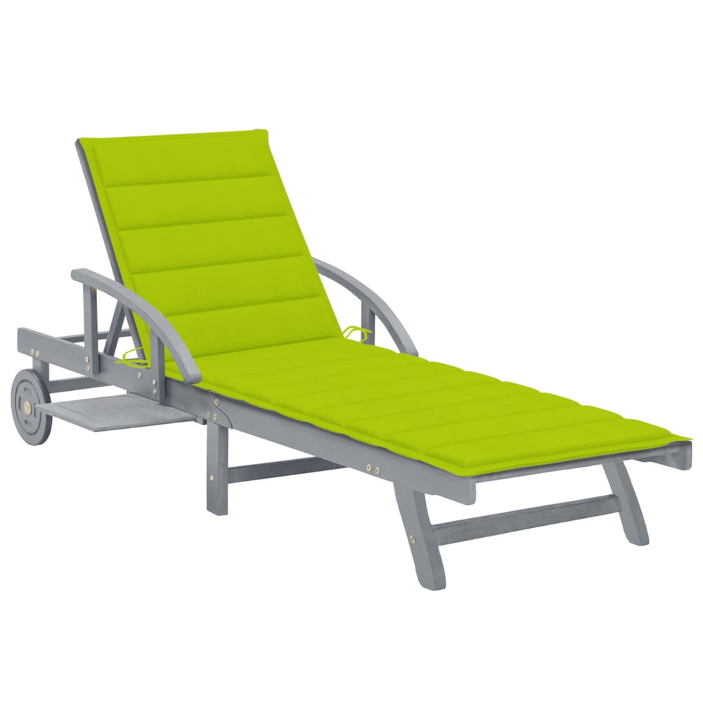 Chaise longue de jardin avec coussin bois d'acacia solide bain de soleil