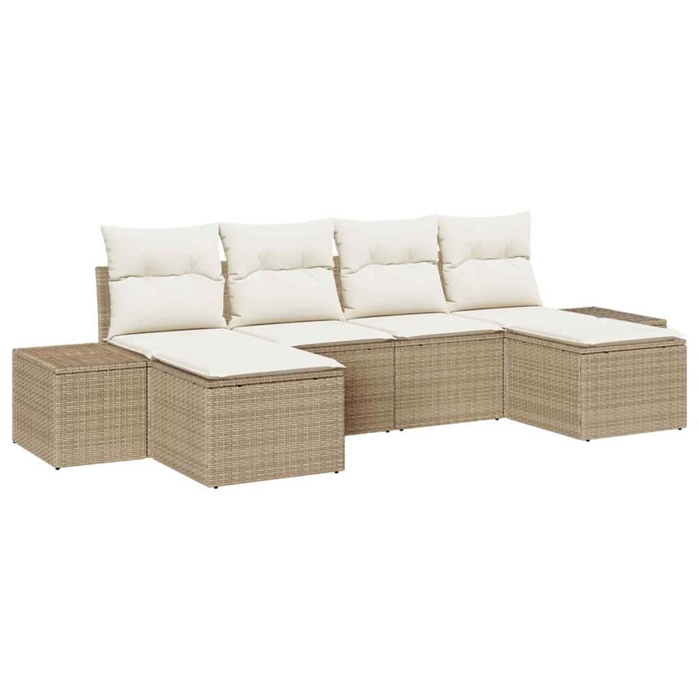 Ensemble de canapé de jardin 4 pc beige et crème polyrotin