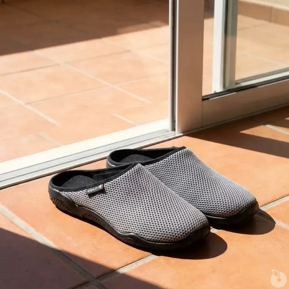 Chaussons mules résille data - homme - gris