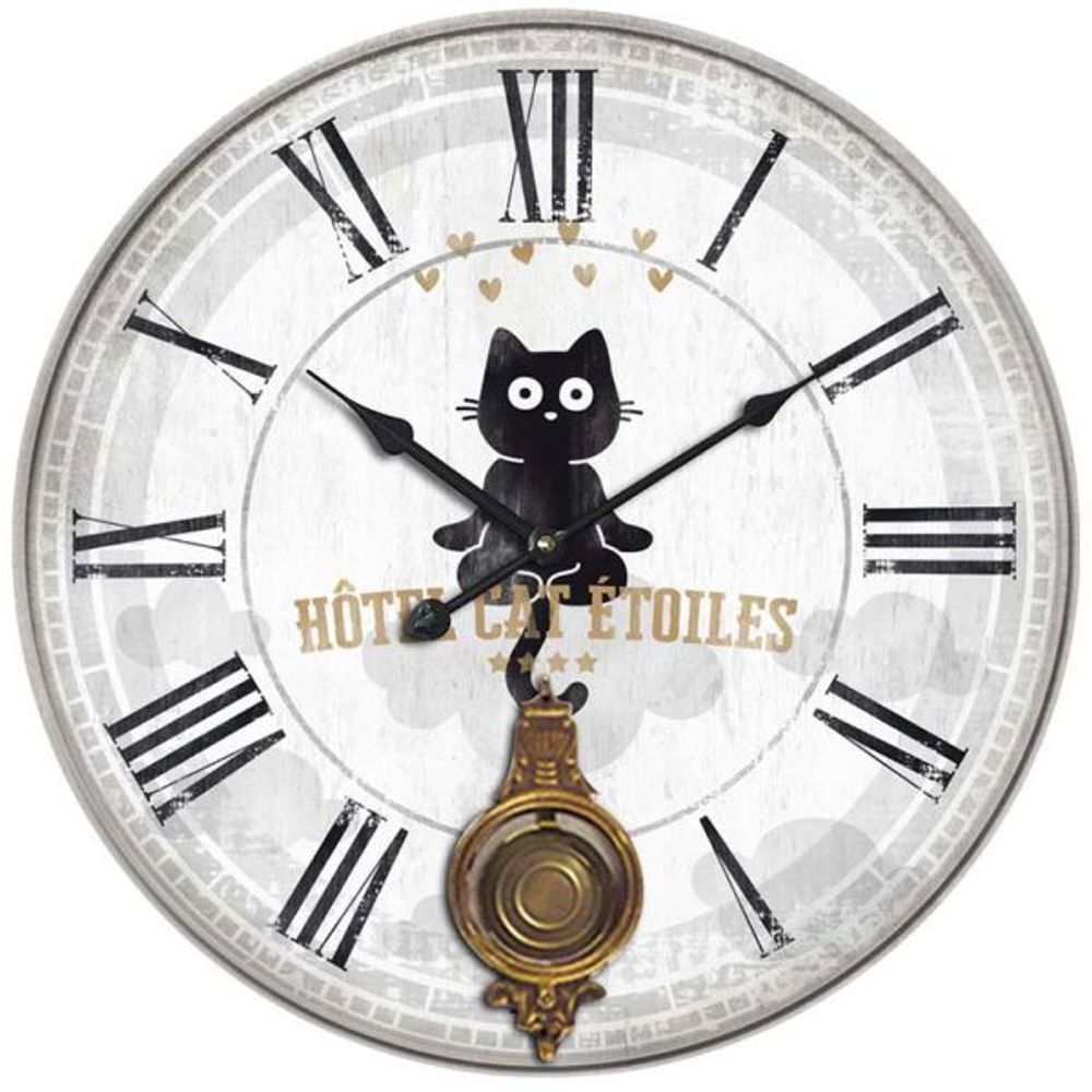 Horloge avec balancier chats 58 cm un chat