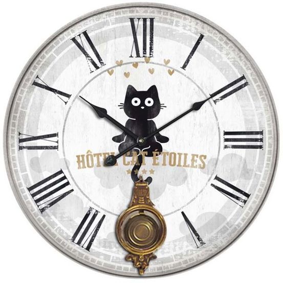 Horloge avec balancier chats 58 cm un chat