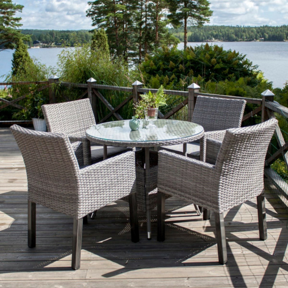 Table de jardin ronde volta 90cm gris