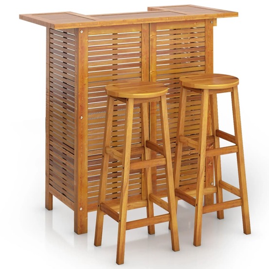 Ensemble de bar de jardin 3 pcs bois d'acacia solide