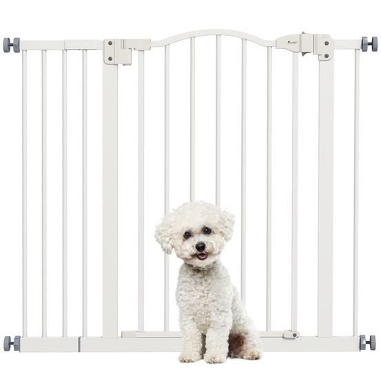 Barrière de sécurité extensible pour chien montage pression double verrouillage 74-94 cm blanc