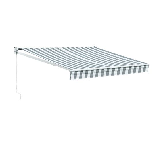 Store banne saule 2,5 × 2m - toile rayée blanche/grise et structure blanche