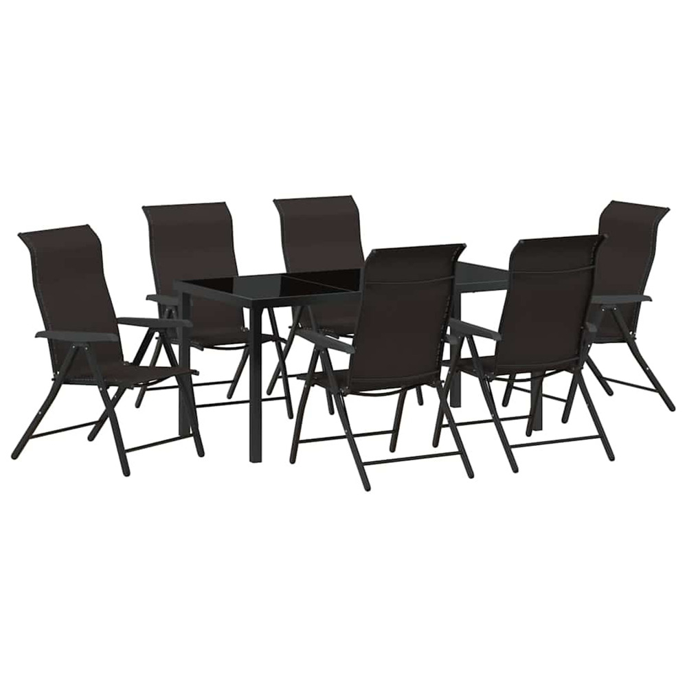Ensemble de salle à manger pour jardin 7 pcs noir café