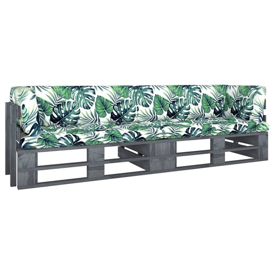 Canapé palette 2 places avec coussins pin imprégné de gris