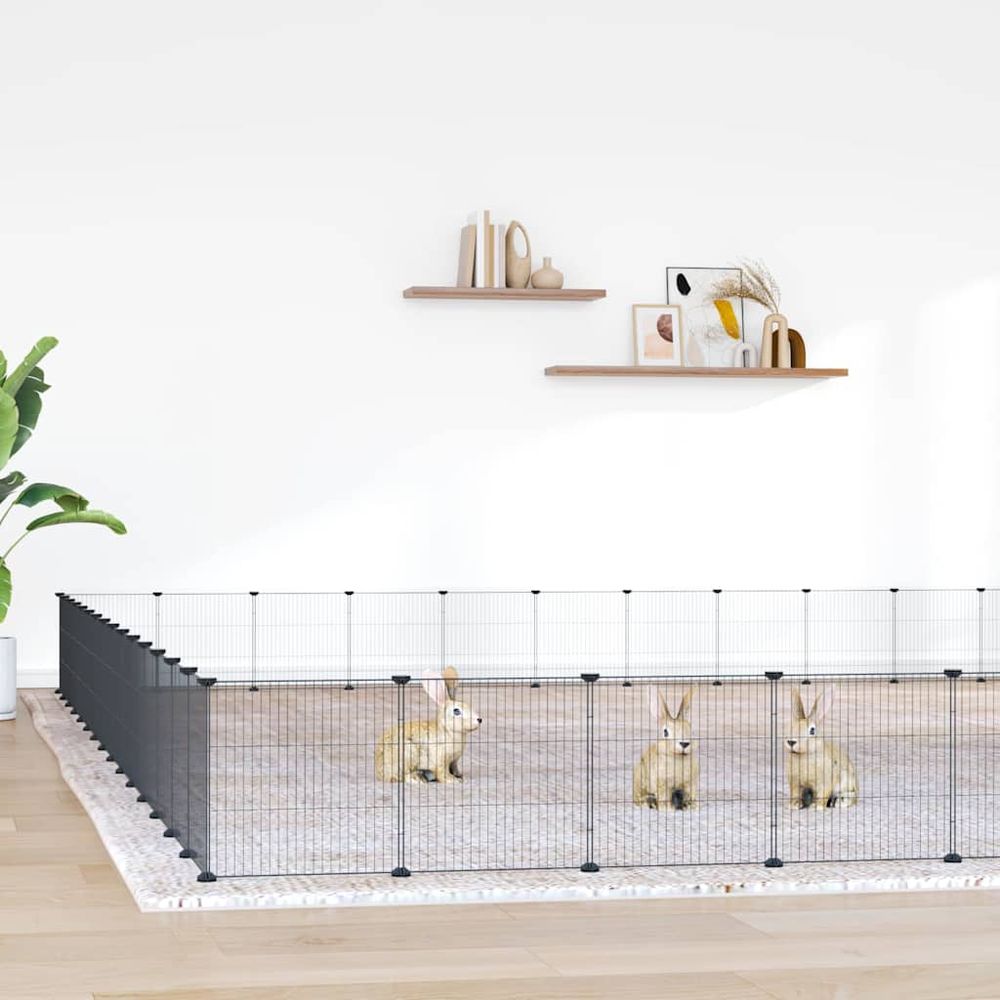 Enclos 60 panneaux acier pour petits rongeurs hamster cochon d'inde noir