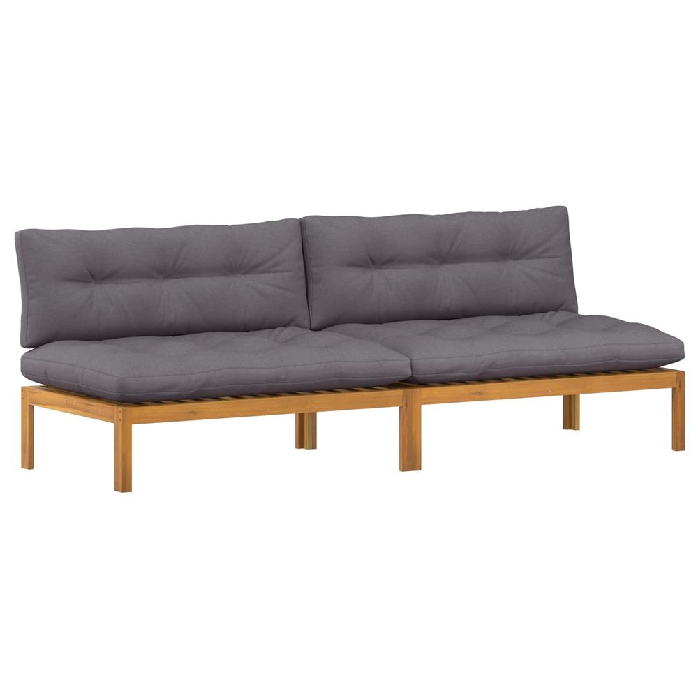 Unité de canapé du milieu 2 pc gris naturel et foncé