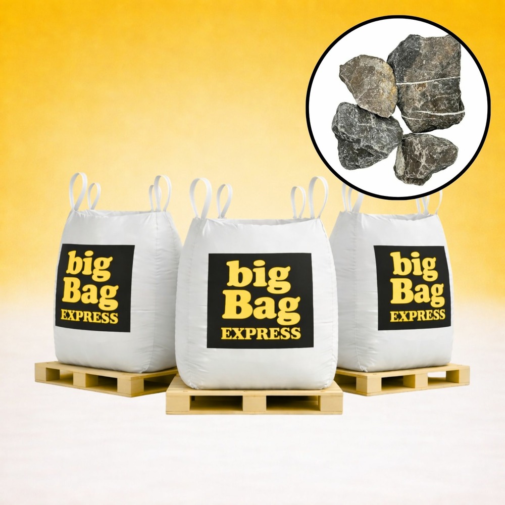 Pack 3 x big bag de +/- 1,5t ballast ou pierre à gabion gris ø 80/150 mm - livraison premium