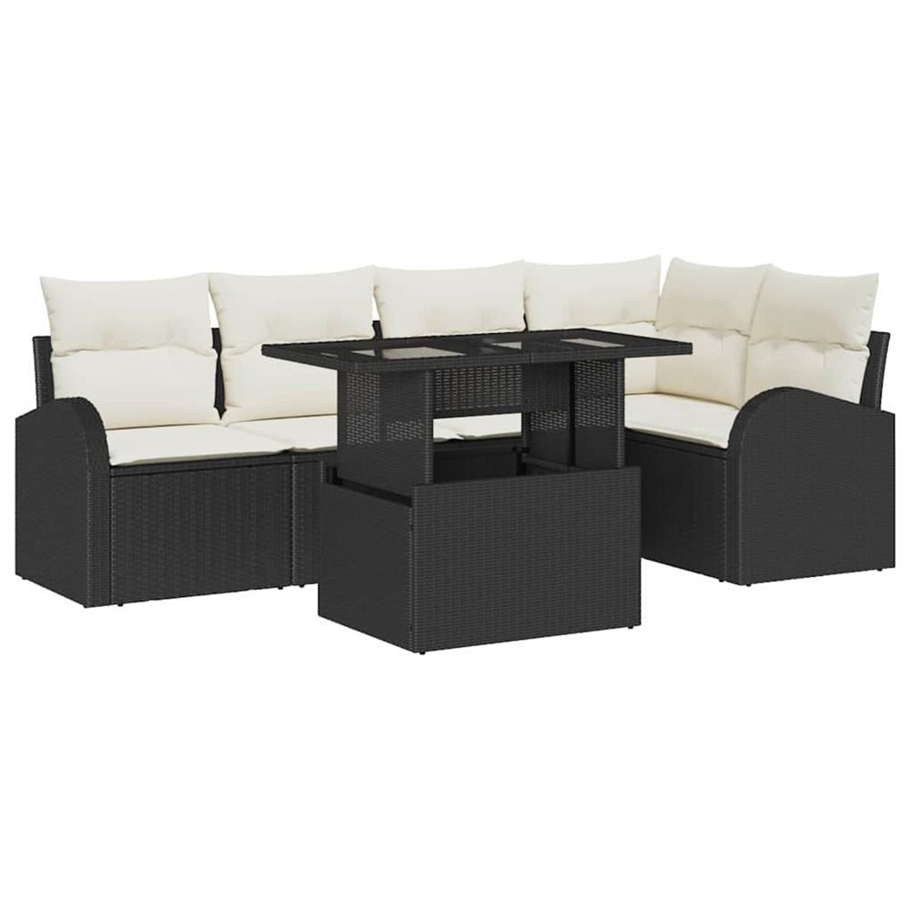 Ensemble de canapé de jardin 6 pc 5-nombre de places noir