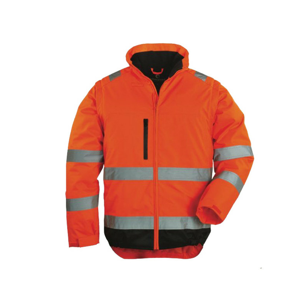 Veste de travail haute visibilité 2 en 1 hi way manches amovibles orange fluo noir t3xl coverguard 7hwxoxxxl