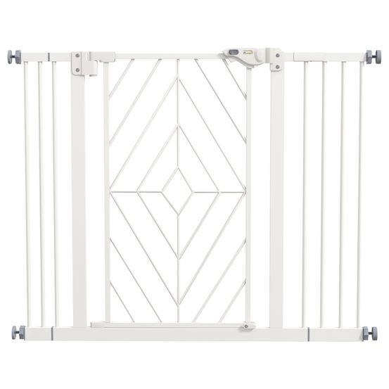 Barrière d'escalier chien acier 74-100 x 76 cm blanche porte autofermante double verrou
