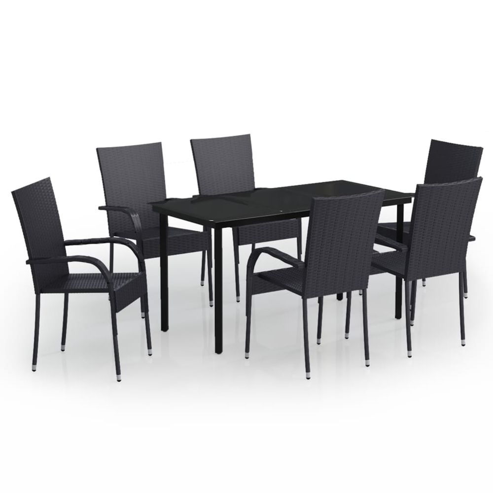 Ensemble à manger de jardin 7 pcs noir