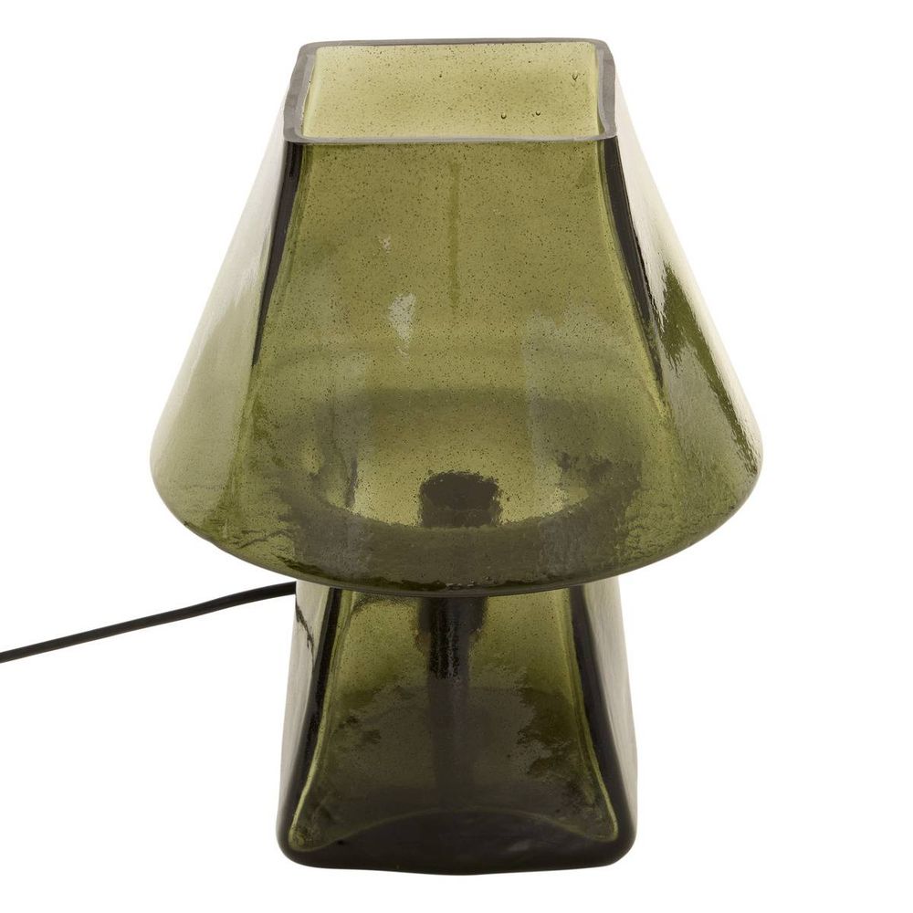 Lampe champignon elita h.26cm en verre vert