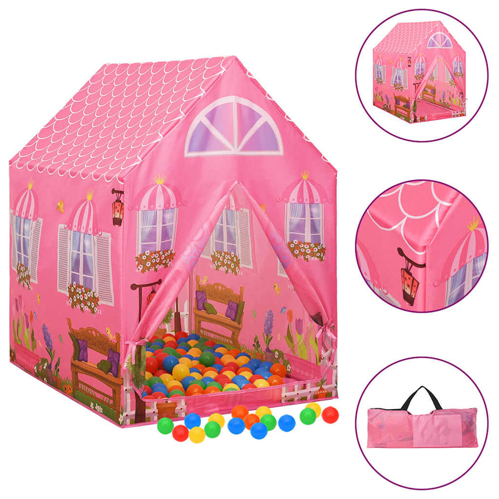 Tente de jeu pour enfants avec 250 balles rose 69x94x104 cm