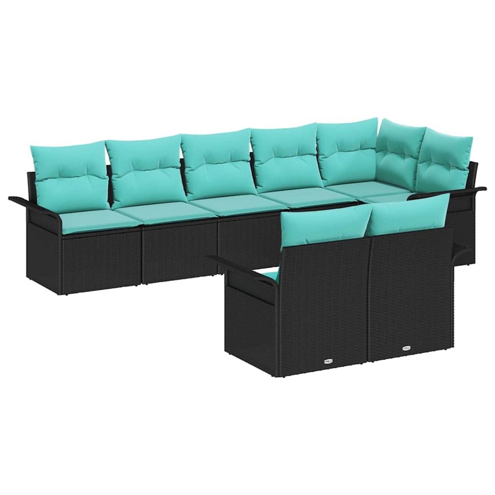 Ensemble de canapé de jardin 8 pc noir polyrotin