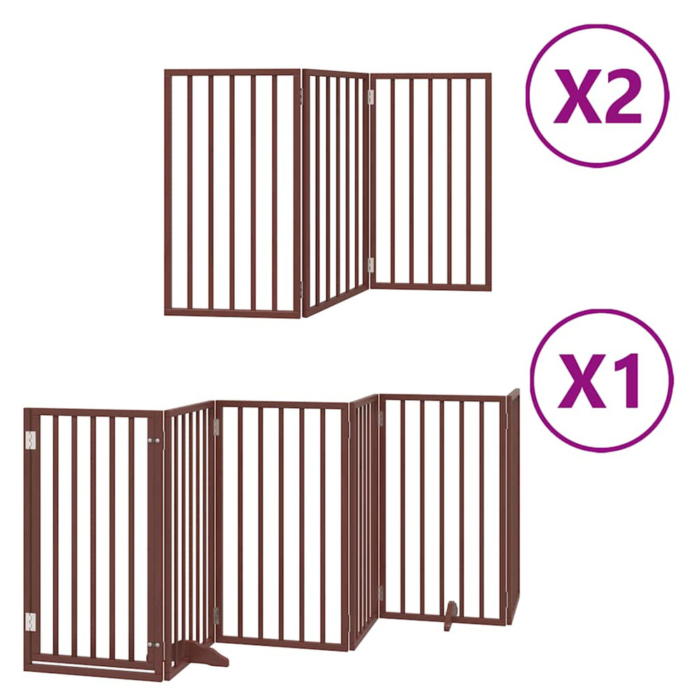 Barrière pour chien porte pliable 12 panneaux bois de peuplier