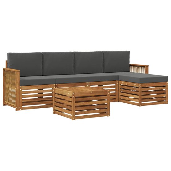 Ensemble de canapés d'extérieur 6 pc naturel et anthracite