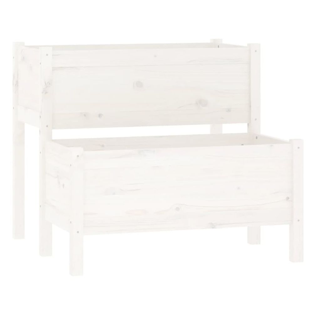 Jardinière d'extérieur blanc 84,5x84x75 cm bois massif de pin