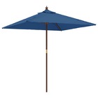 Parasol de jardin avec mât en bois 198 x 198 x 231 cm bleu