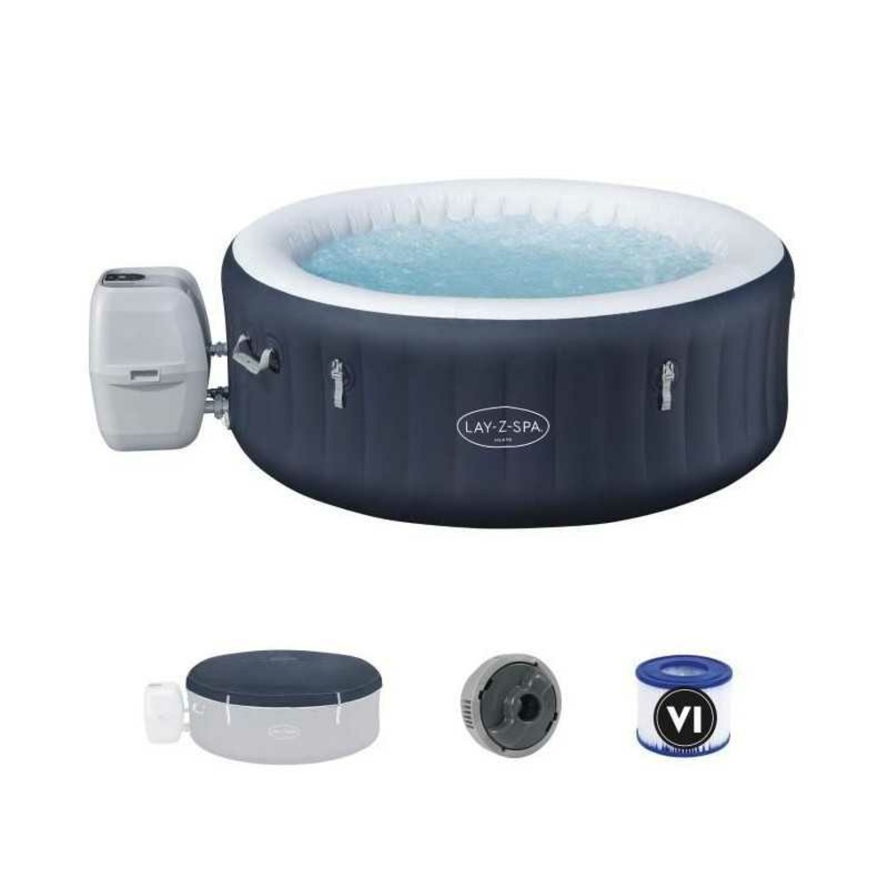 Spa gonflable bestway - lay-z-spa miami - 120 airjets - 180 x 66 cm - 2 a 4 places - rond (couverture, cartouche, diffuseur)