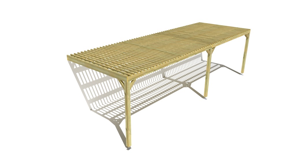 Pergola bois • 9m x 3m • adossée • sens largeur • lattage bois • livraison comprise