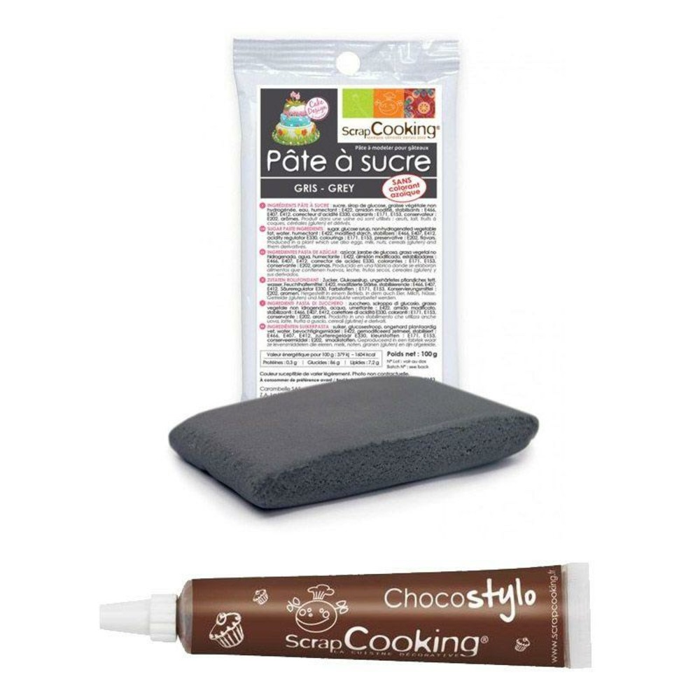 Stylo chocolat + pâte à sucre grise 100 g