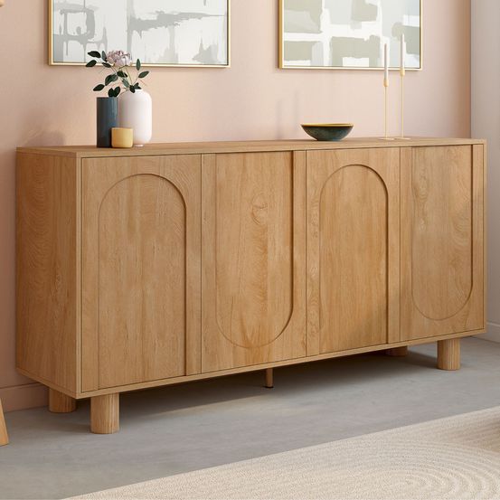 Buffet 160 cm archie 4 portes design arche bois façon chêne